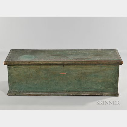 Light Green/blue-painted Tiger Maple Blanket Box