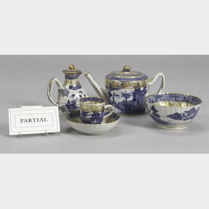 Twenty-Piece Gilt-decorated Nanking Porcelain Partial Tea Set