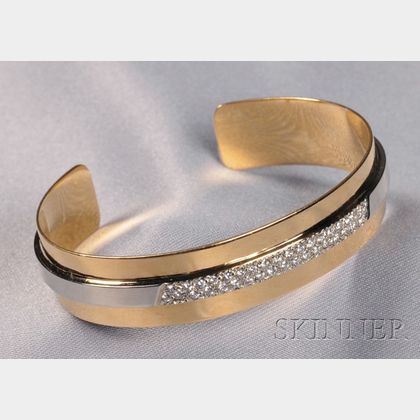 18kt Bicolor Gold and Diamond Cuff Bracelet, Cartier