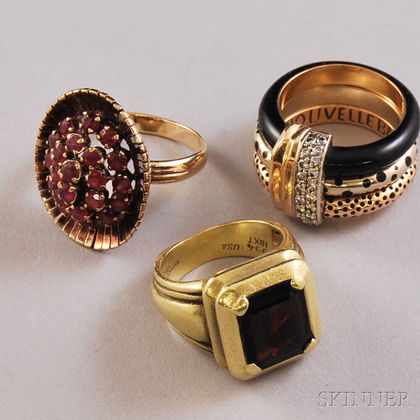 Three Gold and Gemstone Rings