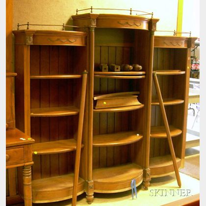 Neoclassical Brass-mounted Beechwood Bookcase