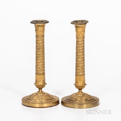 Pair of Gilt-brass Candlesticks