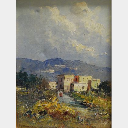 Ilgo Maresca (Italian, b. 1900) View of Houses on a Hillside