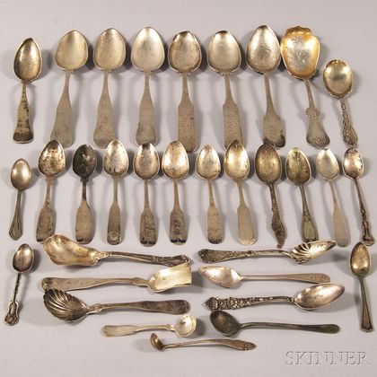 Approximately Thirty-two Pieces of Mostly Sterling and Coin Silver Flatware