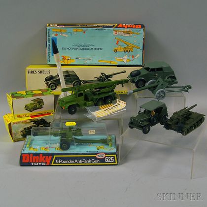 Five Meccano Dinky Toys Die-cast Metal Military Vehicles