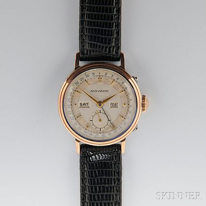 Movado, Vintage Gentleman's Triple Complication Calendar Wristwatch