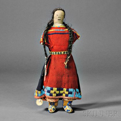 Blackfoot Beaded Cloth and Hide Female Doll