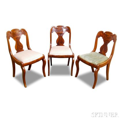 Set of Three Empire Mahogany Side Chairs