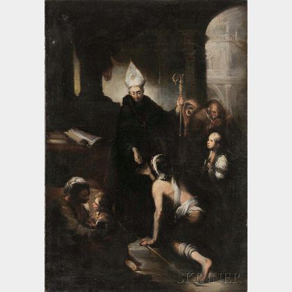 Italian School, 17th Century St. Augustine Distributing Alms to the Poor