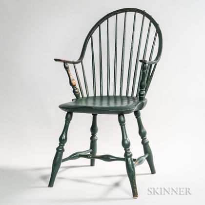 Green-painted Continuous-arm Bow-back Windsor Chair