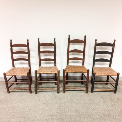 Four Country Ladder-back Side Chairs