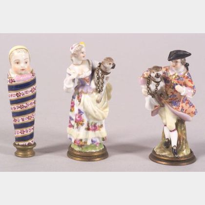 Three Small German Porcelain Figural Perfumes