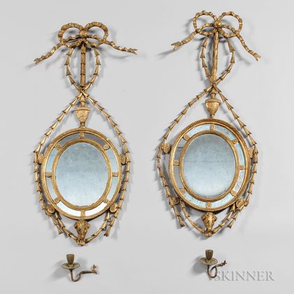 Pair of Gilt-gesso Wall Sconce Mirrors