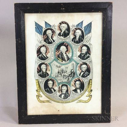 Framed Nathaniel Currier Print The Presidents of the United States 