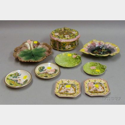Nine Pieces of Majolica and Other Ceramics