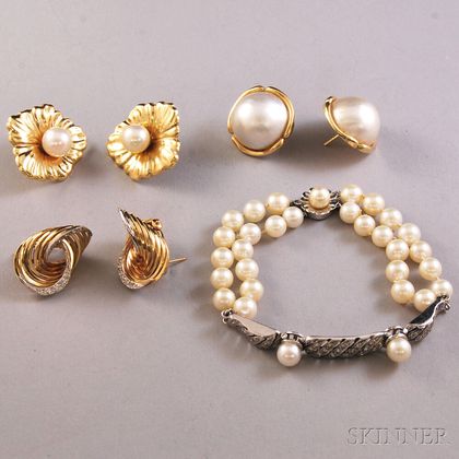 Four Pearl and Gemstone Jewelry Items