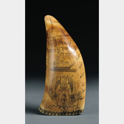 Scrimshawed Whale's Tooth