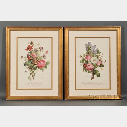 Two Collotypes of Floral Bouquets