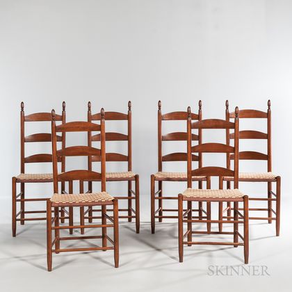 Set of Six Shaker Ladder-back Chairs