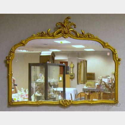 Rococo-style Carved Giltwood Overmantel Mirror. 