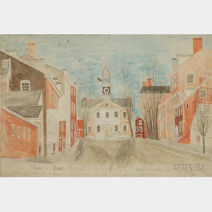 William Banton (British/American, active Early 19th Century) A View of the Court House & Part of the Main St... 