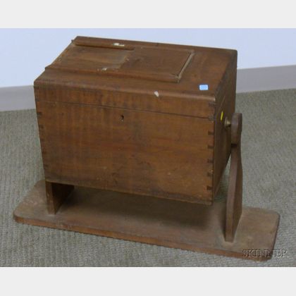 Mahogany Dovetail-constructed Spinning Lottery Box on Stand