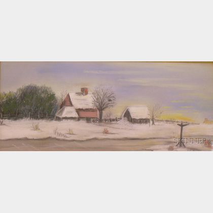 Framed Pastel on Paper/board Winter Scene