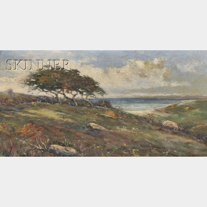 Louis H. Richardson (American, 1853-1923) Lot of Three Works: Coastal View with Windswept Pine, Autumn Foliage