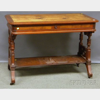 Victorian Renaissance Revival Carved Walnut One-drawer Library Table. 