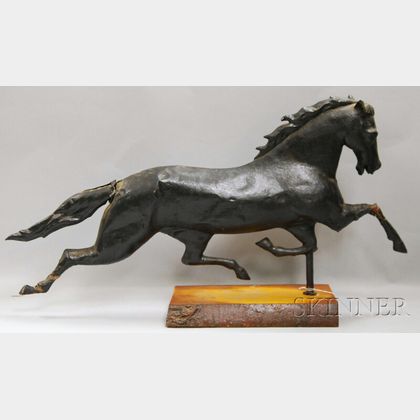 Black-painted Molded Copper and Cast Zinc Running Horse Weathervane