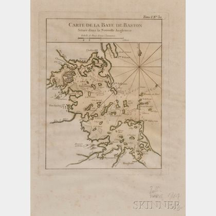 Boston. Jacques Nicolas Bellin (1703-1772) Carte de la Baye de Baston