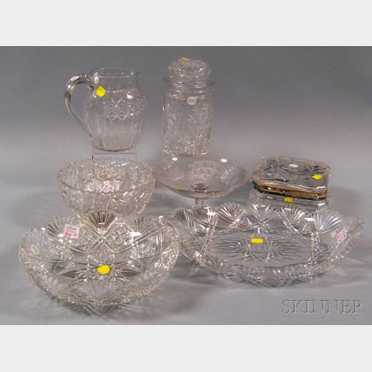 Seven Colorless Cut Glass Items