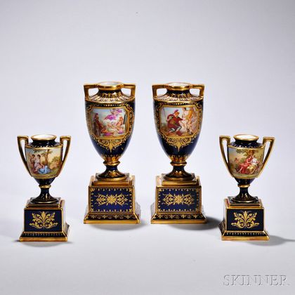 Two Pairs of Austrian Porcelain Vases