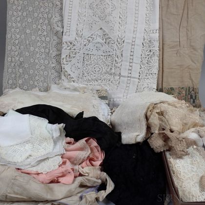 Collection of Victorian, 1920s, and Vintage Table Linens, Lace, and Domestic Linens. Estimate $300-400