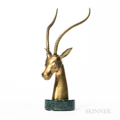 Brass Sculpture of a Gazelle's Head
