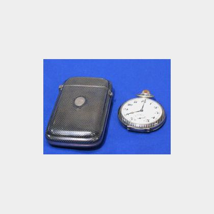 Silver and Niello Open Face Pocket Watch and Cigarette Case. 