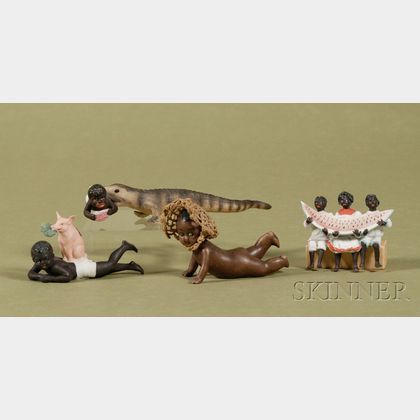 Four Small Schafer Vater Bisque Porcelain Novelty Figurines