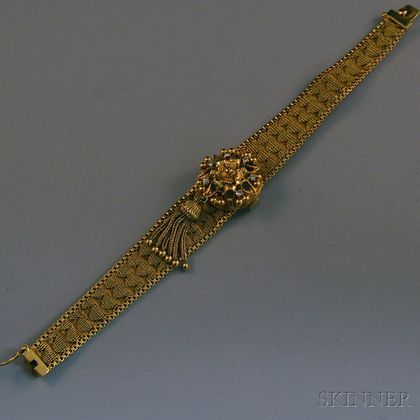 Lady's Onsa 18kt Gold and Diamond Covered Bracelet Wristwatch