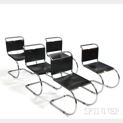 Five Mies van der Rohe MR Style Side Chairs 
