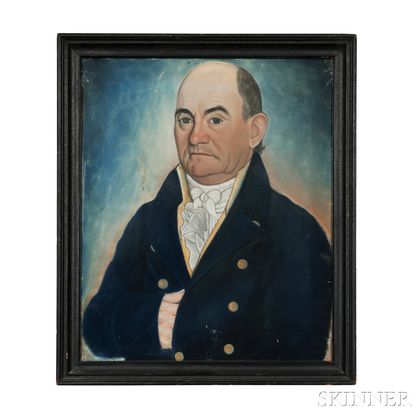 Micah Williams (New Jersey/New York, 1782-1837) Portrait of a Man in a Navy Jacket.