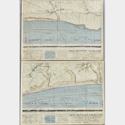 Two Bigot D-Day Coxswain Navigational Charts
