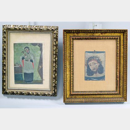 Two Framed Painted Tin Retablos