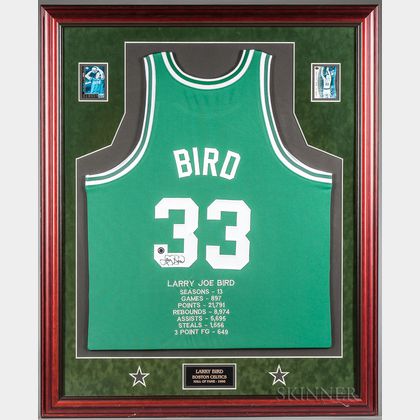 Framed Signed Larry Bird Jersey