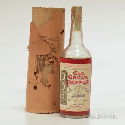 Old Oscar Pepper 4 Years Old 1911, 1 quart bottle 