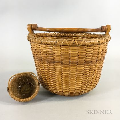 Two C.W. Barber Nantucket-style Woven Baskets