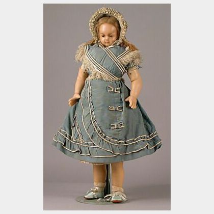 Large Montanari Poured Wax Doll in Original Clothing