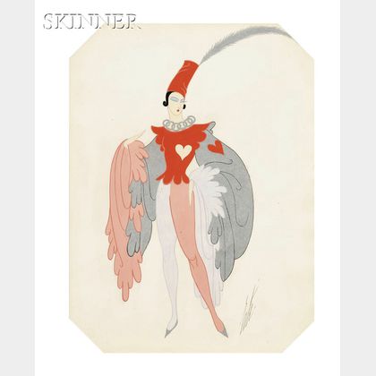 Erté (Romain de Tirtoff) (Russian/French, 1892-1990 ) Harlequin/A Costume Design