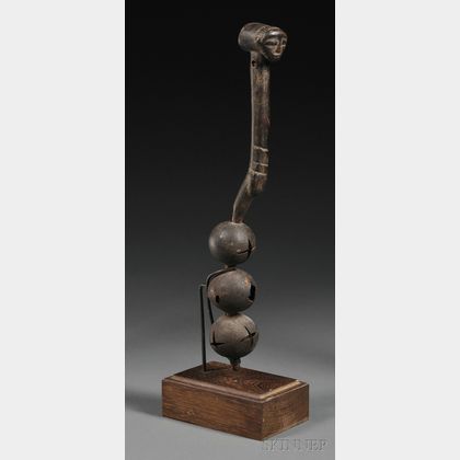 African Carved Wood Rattle