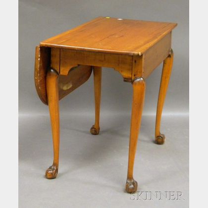 Chippendale Pine and Carved Maple Table with Single Drop Leaf