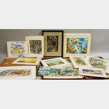 Betty E. Skolnikoff (American, 1902-1998) Lot of Forty-nine Works, Mostly Watercolors and Woodblock Prints